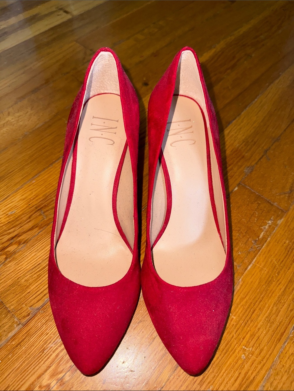 INC International Concepts Crimson Pointed-Toe Suede Pumps